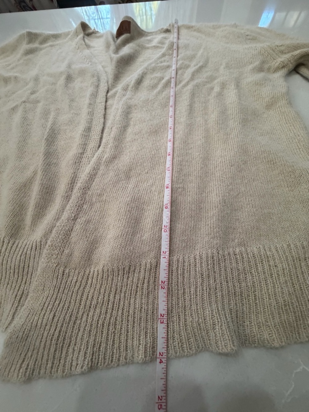 POL Cream Ruffle Bell Sleeve Open Cardigan, Rabbit/Wool Blend, S - Picture 9 of 11
